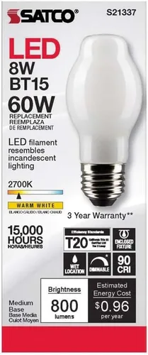 Miniatura 4 de Satco 6Pk 8w BT15 LED 2700K base media blanca regulable - 60w equiv