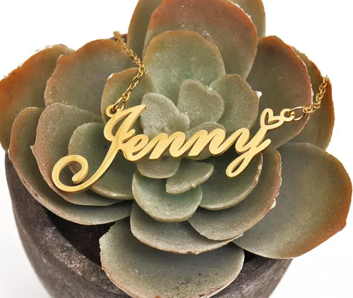 Miniatura 4 de Aoloshow Collar con nombre de oro, dije de corazón, joyería personalizada para mujeres, adolescentes y niñas, regalo de graduación, Metal, Acero