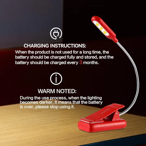 Miniatura 4 de VAVOFO - Luz de lectura recargable para leer en la cama para niños, 7 LED con luz de 9 niveles de blanco cálido y luz diurna, lámpara de cuidado
