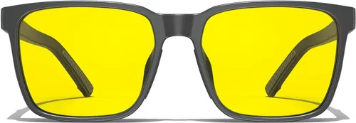 Goiteia Lentes de conducción nocturna para hombres y mujeres, lentes amarillos para días lluviosos, antirreflejos desde los faros delanteros y Negro