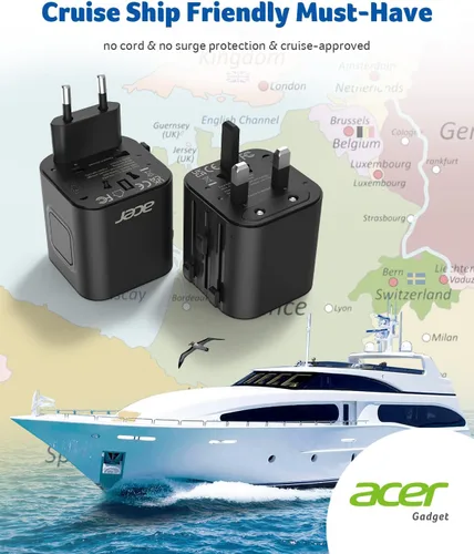 Miniatura 6 de Acer Adaptador de Enchufe de EE. UU. a Europa, Adaptador de Viaje Universal, Adaptador de Energía Internacional para EE. UU. a Europa, Reino Unido