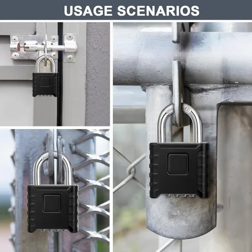 Miniatura 6 de ZHEGE Cerraduras de puerta para exteriores, combinación de 4 dígitos, cerradura de números resistente para cobertizo, candado grande sin llave