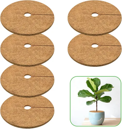 Miniatura 13 de ZeeDix Paquete de 6 Anillos de Mantillo de Fibra de Coco, Anillo de Mantillo de Fibra de Coco de 24 Pulgadas, Tapete Protector de Árboles 100% 6