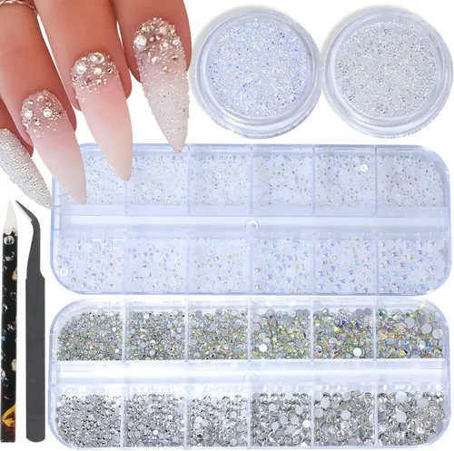Miniatura 9 de Perlas planas para uñas, perlas blancas para arte de uñas, perlas de uñas de color AB para arte de uñas, perlas de joyería para uñas, con bolígrafo