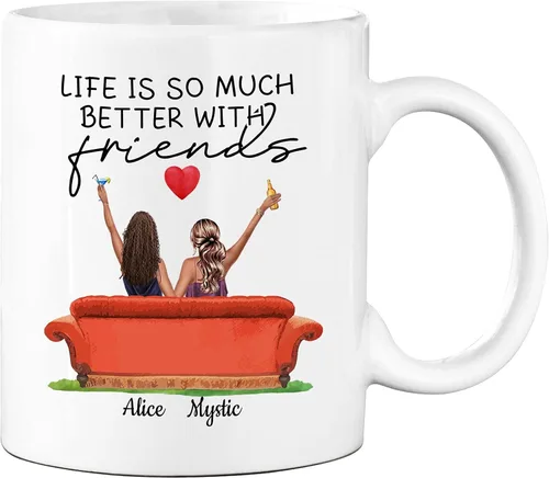 Miniatura 7 de Taza de café personalizada para mejor amiga para mujeres, taza de regalo personalizada de cuatro hermanas, nombres personalizados para mejores