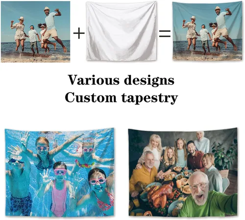 Miniatura 2 de yyfq Tapiz personalizado para colgar en la pared, decoración personalizada para subir imágenes Tenture Murale Tissus Tapisserie Mural Alfombra Duvar