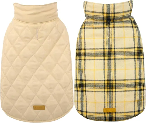 Miniatura 15 de Kuoser - Abrigo rojo para perro, abrigo de invierno a cuadros, impermeable, reversible, S-XS