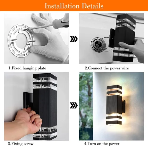 Miniatura 6 de Luminaria para exteriores, moderna lámpara de pared para exteriores, aplique de pared exterior negro, luces impermeables para porche exterior