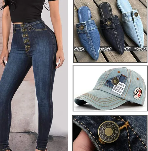 Miniatura 2 de YouOKLight Botones para jeans, 0.669 in sin clavos, botones de metal extraíbles de repuesto para reparación de remaches y destornilladores, 12