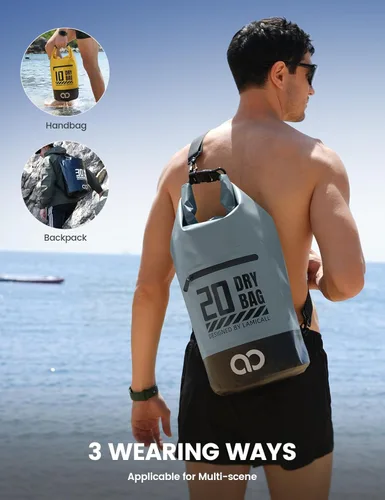 Miniatura 5 de Lamicall Mochila seca impermeable - [Durable y flotante] 5L/10L/20L/30L/40L bolsa grande impermeable con funda impermeable para teléfono para kayak