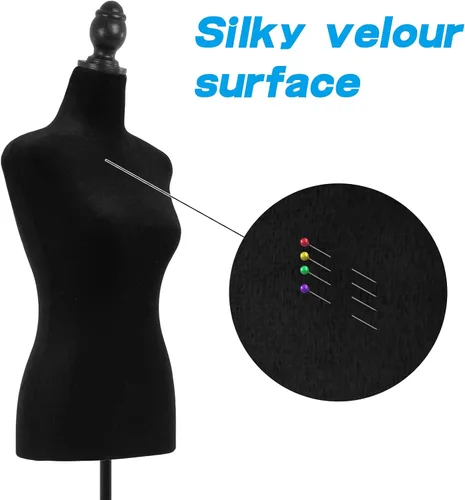 Miniatura 4 de Maniquí cuerpo vestido forma torso maniquí femenino 49.6-63.4 pulgadas maniquí con altura ajustable trípode de madera soporte para la exhibición