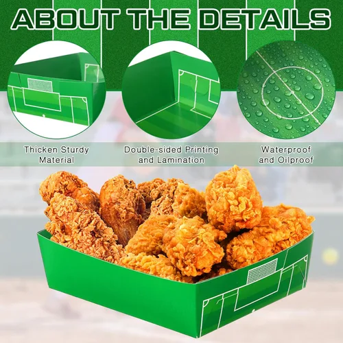 Miniatura 4 de Teling Paquete de 36 suministros para fiesta de fútbol, platos grandes de fútbol de 5 libras, cuencos de papel, botes de comida, botes desechables