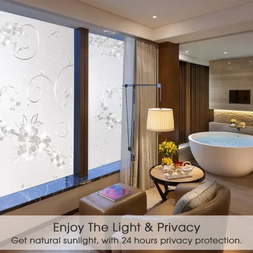 Miniatura 3 de Película esmerilada de privacidad para ventana, sin pegamento, protección de privacidad, control de calor, anti UV, vitrales de hierro para el hogar