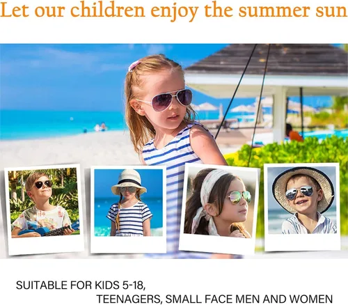 Miniatura 4 de HJSTES Gafas de sol polarizadas de aviador para niñas y niños gafas clásicas para jóvenes lentes de protección UV400 2047in