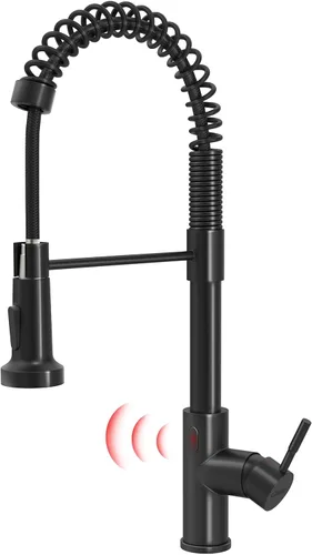 Miniatura 22 de GIMILI - Grifo de cocina sin contacto con resorte y rociador extraíble, sensor de movimiento, activado de manos libres inteligente, una sola manija