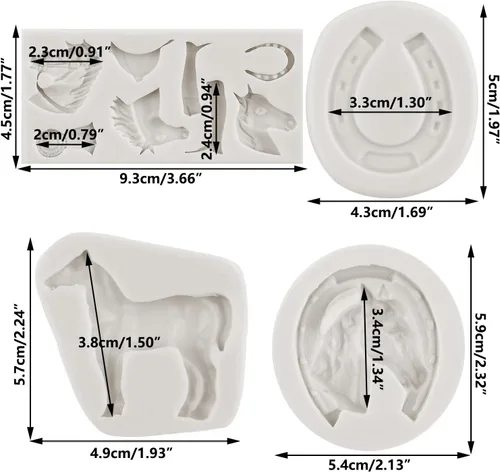 Miniatura 2 de Molde de silicona para caballo, moldes de herradura para fondant, molde de cabeza de caballo, molde de silicona para botas, para decoración