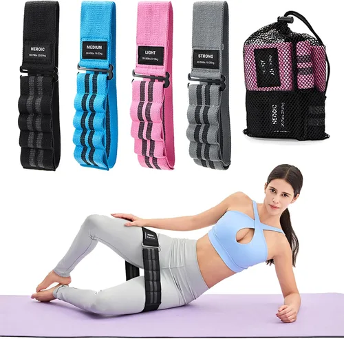 Miniatura 4 de Adjustable Fabric Resistance Bands for Squats, Glutes & Legs – 5 Levels of Customizable Size, Width & Tension, Non-Slip Booty Bands for Men and