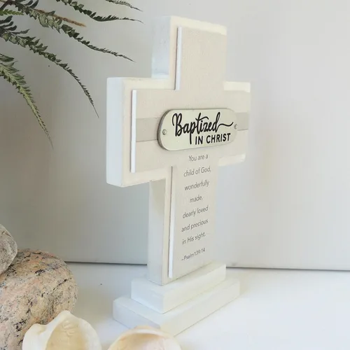 Miniatura 3 de Abbey + CA Gift Cruz de pie de madera, regalo para cristianos y católicos, 7 pulgadas (1ª Comunión)