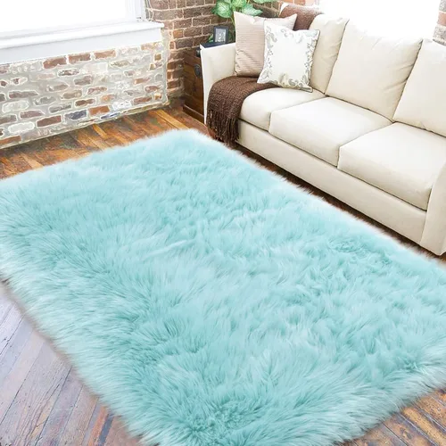 Miniatura 31 de LOCHAS Alfombra mullida ultrasuave, alfombra de pelo sintético de oveja, para el dormitorio, para colocar junto a la cama, para la sala