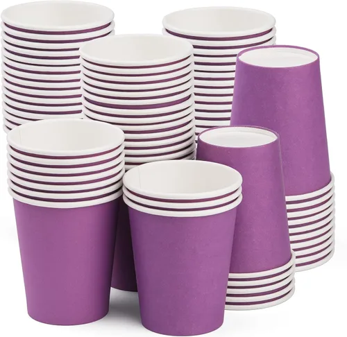 Miniatura 27 de Vasos de papel de 8 onzas, paquete de 25 unidades, vasos de café de papel desechables, para bebidas calientes o frías, para Halloween, fiestas, Negro