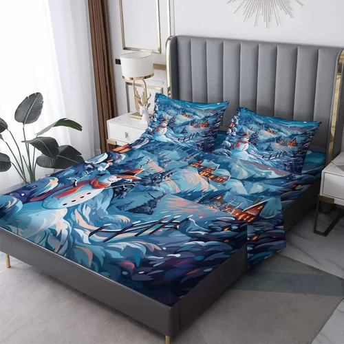 Miniatura 8 de Sábanas de alce de Navidad tamaño King – Sábanas de cama de animales del bosque, microfibra suave, bolsillo profundo, sábanas y fundas de almohada