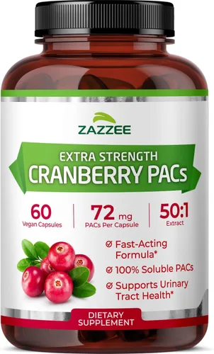 Zazzee - Ácidos Alfa-Cianoacrílicos de Arándano, 72 mg de PACs por cápsula, 2X de fuerza, 100% soluble, 60 cápsulas veganas, extracto 50:1, 18,200
