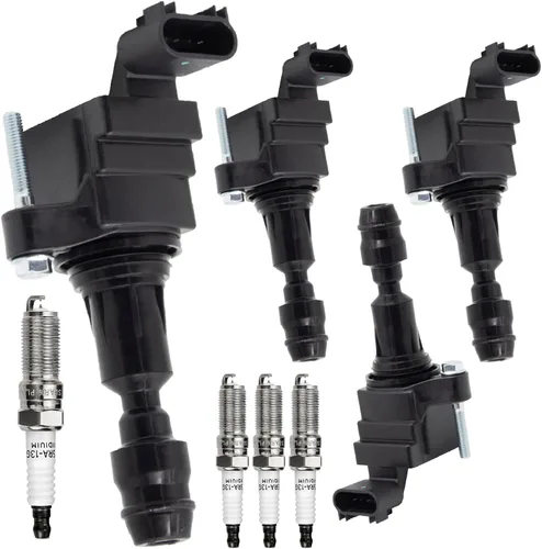 Paquete de 4 bobinas y bujías de iridio compatibles con Chevrolet HHR Cobalt Malibu Equinox Buick Regal Verano Lacrosse GMC Terrain Pontiac G5 G6