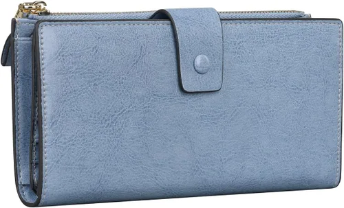 Miniatura 24 de Itslife - Cartera de piel sintética encerada para mujer con bloqueo de identificación de radio frecuencia (RFID), de gran capacidad, encerada