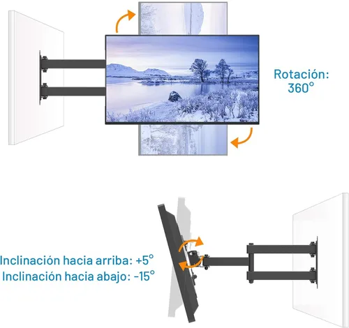 Miniatura 3 de EVERVIEW Soporte de montaje en pared para monitor de TV de movimiento completo, brazos articulados, rotación de extensión de inclinación giratoria
