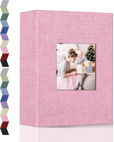 Miniatura 34 de Álbum de fotos popotop 4x6 - 100 fotos, libros de fotos con 100 bolsillos verticales, álbumes con cubierta de lino para fotos familiares, de boda