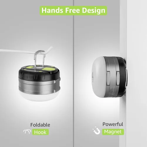 Miniatura 5 de LE Farol LED portátil de camping con base magnética 3000 mAh, batería 280LM recargable por USB, luz LED portátil para casa de campaña, de 3 modos