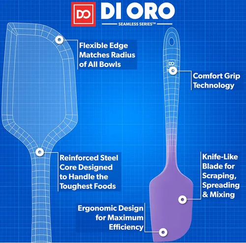Miniatura 3 de DI ORO - Espátula de silicona – Espátula de cocina de goma resistente al calor de 600 °F para hornear, raspar y mezclar – Utensilios de cocina
