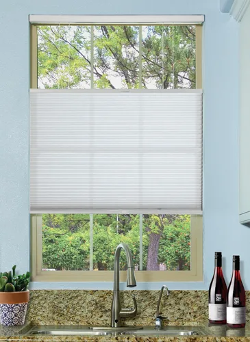 Miniatura 7 de BlindsAvenue Persiana Celular de Panal sin Cordón de Arriba hacia Abajo y de Abajo hacia Arriba, Celda Simple de 9/16", Filtrado de Luz, Blanco