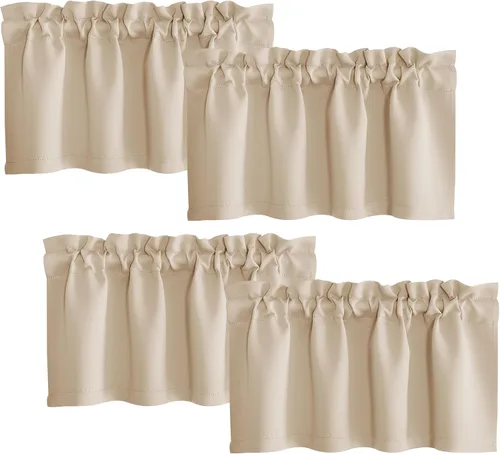 Miniatura 6 de NICETOWN 2 paneles de cortinas opacas con ojales de 52 x 63 pulgadas de largo con 4 paneles de 42 x 16 pulgadas de largo, cenefas opacas