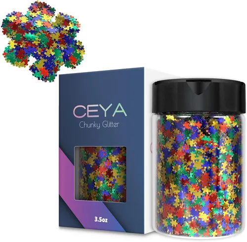 Miniatura 13 de Ceya Murciélago holográfico con purpurina de 0.197 in, 4.4 onzas / 4.41 oz láser negro con purpurina gruesa, escamas iridiscentes para uñas