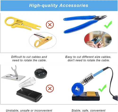 Miniatura 6 de Kit de soldador, temperatura ajustable 13 en 1 60 W, herramienta de soldadura electrónica con interruptor de encendido/apagado, 5 puntas