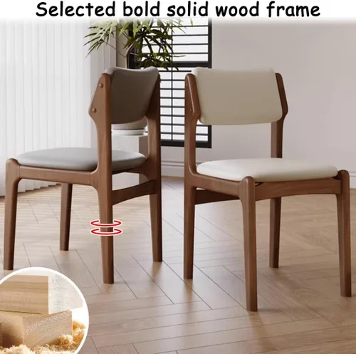 Miniatura 5 de YVYKFZD Wooden Dining Chairs Set, Leather Dining Room Chair with Back, Upholstered Kitchen Chairs, Armless Living Room Chair, for Bedroom Offices
