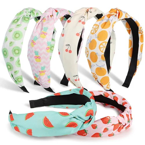 Miniatura 7 de DiyJibb Diademas para Mujeres y Niñas - 6 Piezas Diademas Elegantes con Nudo Superior - Diadema Anudada para Mujeres - Bandas para la Cabeza Anchas