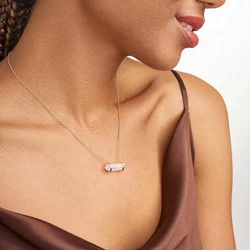 Miniatura 2 de MORGAN & PAIGE Quartz Crystal Necklace Chakra for Women Teens and Girls - 18K Yellow Gold Plated Sterling Silver Healing Dainty Pendant, Clear Stone