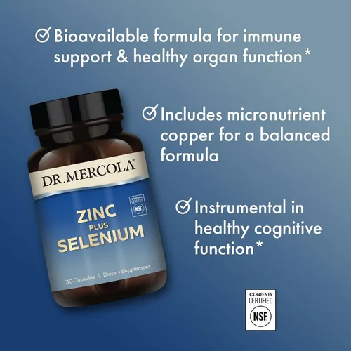 Miniatura 4 de Dr. Mercola Zinc Plus Selenio - Suplemento de mezcla mineral - para apoyo inmunológico, cerebral y respiratorio - Contiene quelato de glicinato