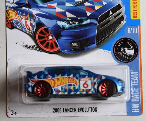 Miniatura 2 de Hot Wheels 2016 HW Race Team 2008 Mitsubishi Lancer Evolution 6/250, azul