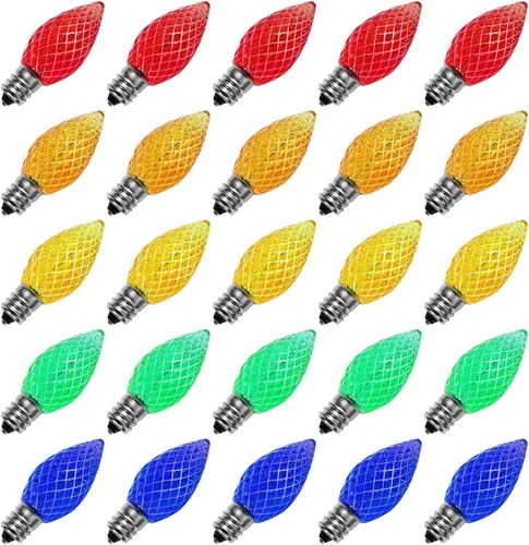 Miniatura 13 de Meconard Bombillas LED C7 de repuesto para Navidad, bombillas LED inastillables C7 para luces de Navidad para interiores y exteriores, base de Verde