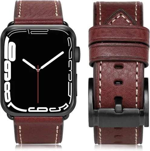HUAFIY Compatible para Correas de Apple Watch 42mm 44mm 45mm 46mm 49mm 38mm 40mm 41mm, Correa de Cuero Genuino para iWatch Serie 11/10/9/8, 7, 6, 5,