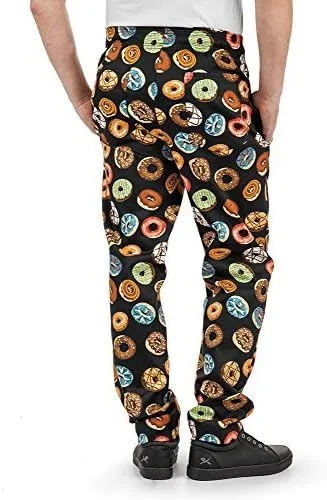 Miniatura 2 de Pantalón chef con estampado de donut (XS-3X) para hombre Corte holgado tradicional, 100% algodón, cintura elástica