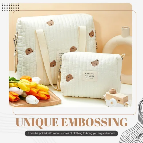 Miniatura 4 de Paterr Juego de 2 bolsas de pañales acolchadas de algodón multifuncional, bolsa de hospital de maternidad, bolsa de viaje para mujeres, enfermeras