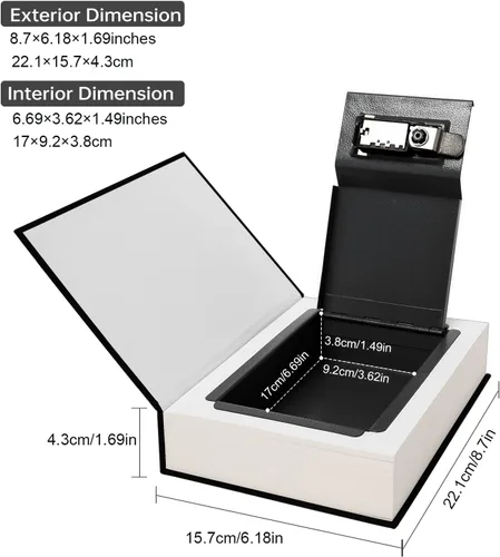 Miniatura 2 de Caja Fuerte de Libro de Cuero (Tamaño 8.7"×6"×2") Secreto de Papel Real para Joyas, Dinero y Efectivo, Caja Fuerte de Libro de Distracción, Hueca