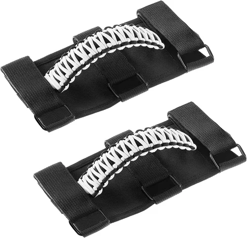 Miniatura 40 de Savadicar Paquete de 4 Asas de Agarre de Barra Enrollable Compatible con 1955-2023 Jeep Wrangler CJ YJ TJ JK JL 4XE & Gladiator JT, Soporte de Negro
