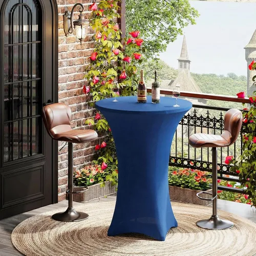 Miniatura 2 de Mantel para mesa de cóctel, paquete de 2 manteles de cóctel ajustables de elastano, manteles redondos elásticos para bar, boda, fiesta, banquete