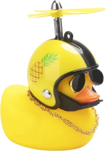 wonuu Decoración de pato de goma para automóvil, lindo pato amarillo con hélice (piña-Y)