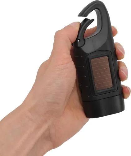 Miniatura 3 de Hand Crank Solar Flashlight, Rechargeable Survival Light for Outdoor Camping, Hiking, Emergency, Plastic 4.9x1.8in